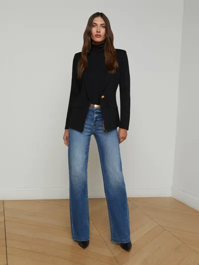 L'agence Chamberlain Knit Blazer In Black/gold