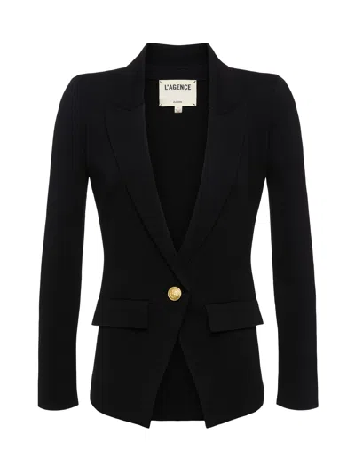 L'agence Chamberlain Knit Blazer In Black/gold