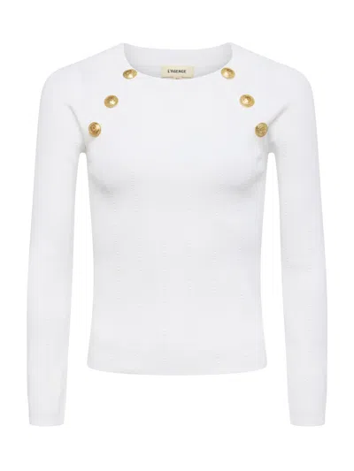 L'agence Chamberlain Knit Blazer In Ivory/gold