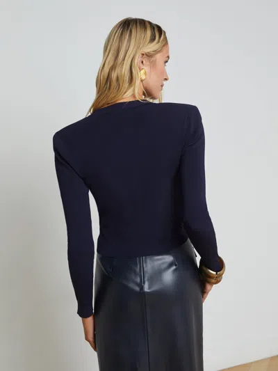 L Agence Milann Midi Snap Front Skirt In Midnight In Midnight/gold