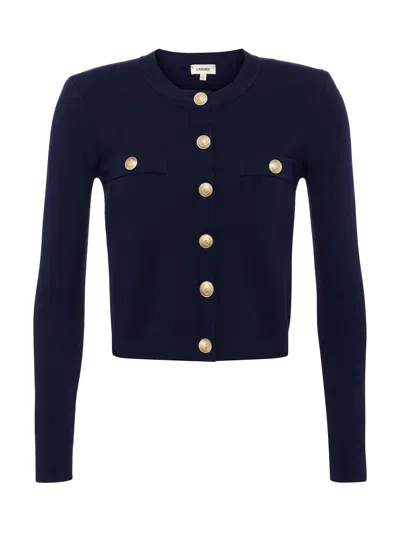 Shop L Agence Toulouse Cardigan In Midnight/gold
