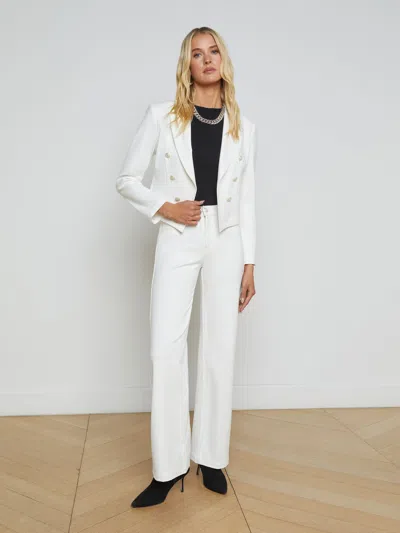 L Agence Wayne Open-front Blazer In Ivory