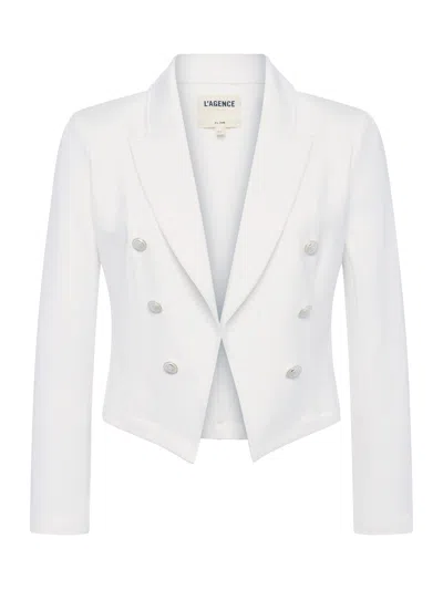 L Agence Wayne Open-front Blazer In Ivory