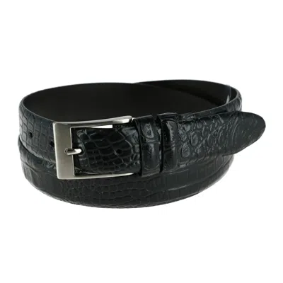 Toneka Men's Big And Tall Hornback Croc Print Belt In Black