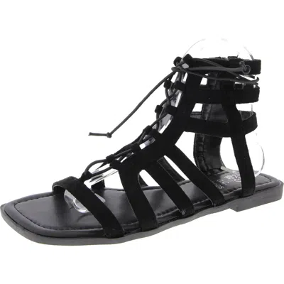 Gc Shoes Womens Lace Up Square Toe Gladiator Sandals In Black