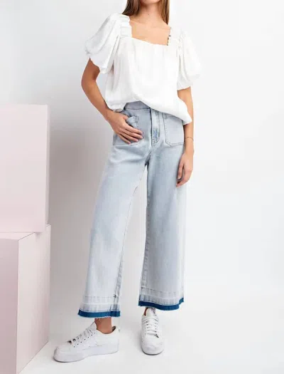 EESOME SQUARE NECK SATIN TOP IN WHITE 