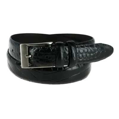 Ctm Men's Big & Tall Leather Croc Print Belt In Black