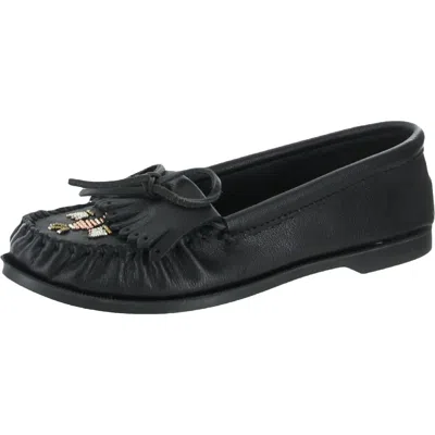 Minnetonka Womens Flats Slip On Moccasins In Black