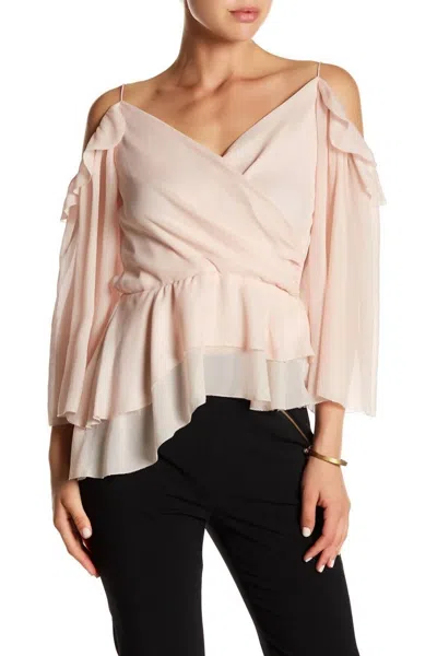 Rachel Zoe Silk Ruffle Blush Off Shoulder Top In Pink In Pink