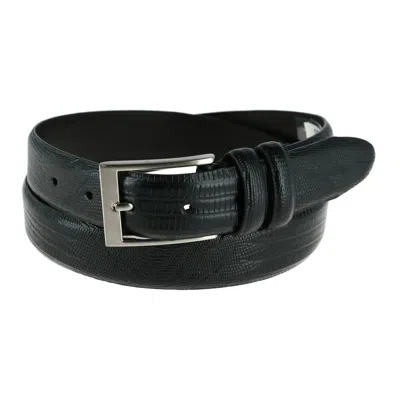 Toneka Men's Leather Embossed Lizard Print Belt In Black