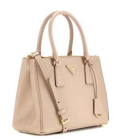 Shop Prada Galleria Saffiano Small Leather Shoulder Bag In Cammeo