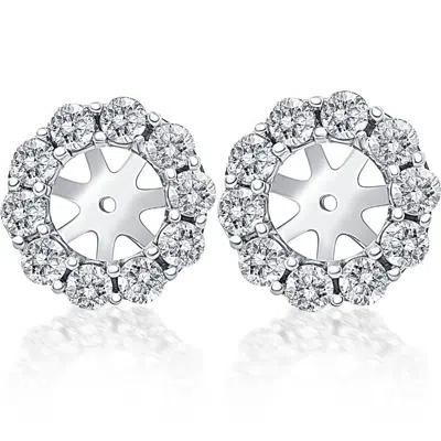Pompeii3 14k White Gold 1 1/2 Ct. Diamond Studs Earring Jackets (9mm) Lab Grown In Multi
