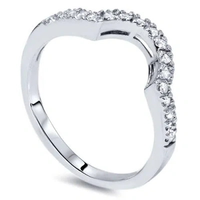 Pompeii3 1/3ct Diamond Curved Notched Wedding Ring 14k White Gold In Multi
