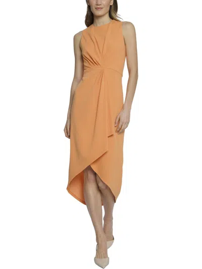 Maggy London Womens Pleated Mid Calf Wrap Dress In Multi