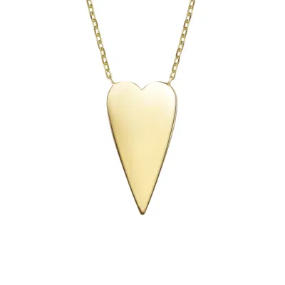 Rachel Glauber Rg 14k Gold Plated Elongated Modern Shiny Heart Layering Necklace In Gold