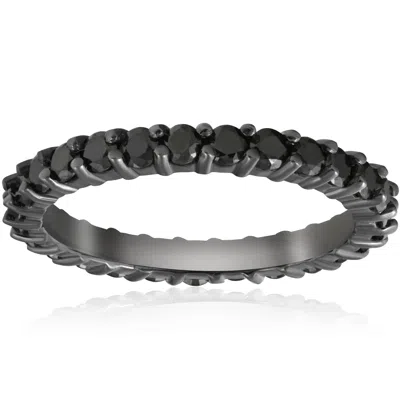 Pompeii3 1 1/2ct Treated Black Diamond Eternity Ring 14k Black Gold In Multi