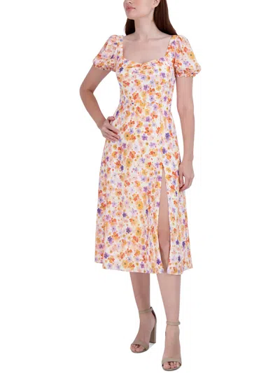 Bcbgeneration Womens Knee Length Floral Print Midi Dress In Multi