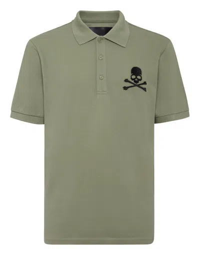 Philipp Plein Skull & Bones Embroidered Cotton Polo Shirt In Multi