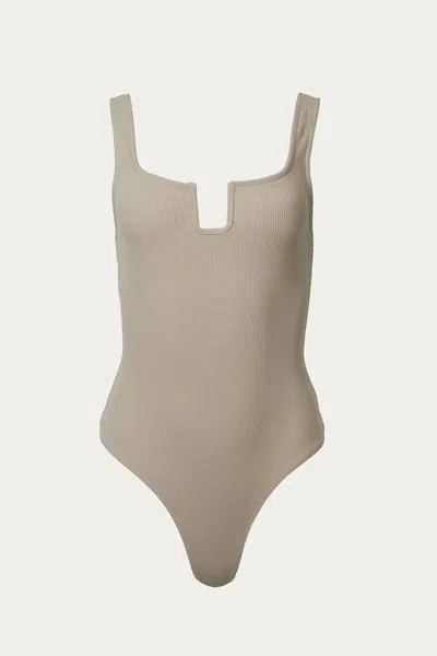 By Together Ribbed Stretch-cotton Bodysuit In Mocha In Multi