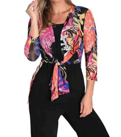 Frank Lyman Knit Duster Cardigan In Black/multi In Multi
