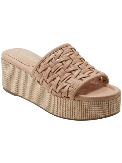 Marc Fisher Bashina Womens Woven Slip On Platform Sandals In Multi