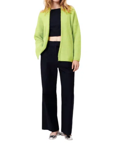 Frnch Piper Woven Cardigan In Lime In Multi