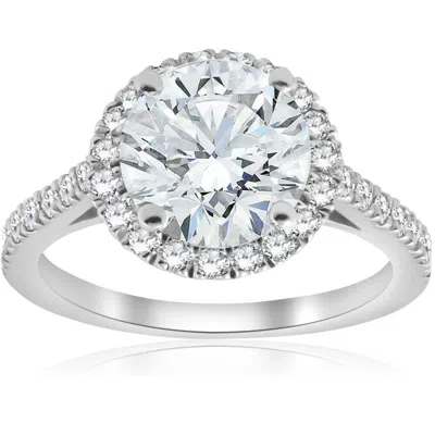 Pompeii3 2 1/2 Ct Halo Round Cut Diamond Engagement Ring 14k White Gold In Multi