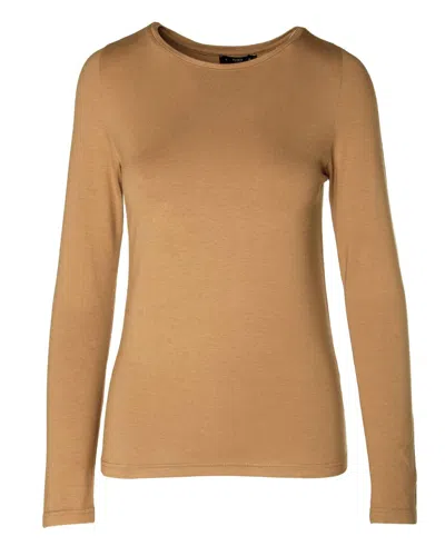 Ivko Women's Boat Neck T-shirt In Camel In Multi