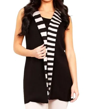 Angel Apparel Stripe Vest In Black/stone In Multi