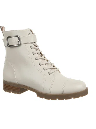 Lifestride Liverpool Womens Faux Leather Zipper Combat & Lace-up Boots In Multi