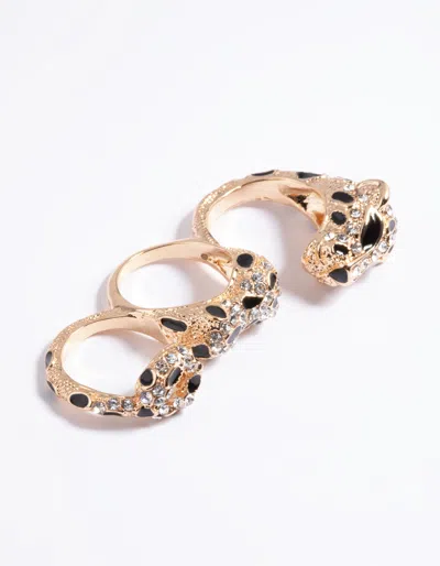 Lovisa Gold Leopard Double Finger Ring In Multi