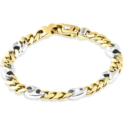 Pompeii3 Men's Figaro 14k Gold (43gram) Or Platinum (70gram) 8mm Link Bracelet 8.25" In Silver