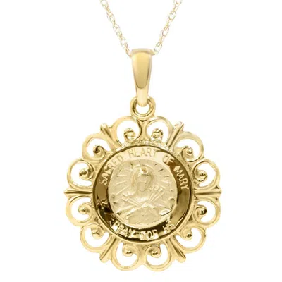 Pompeii3 14 Karat Yellow Gold Miraculous Mary Religious Pendant Necklace 1" Tall In Multi