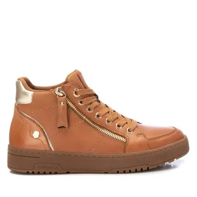 Xti Women's Leather High Top Sneakers In Camel In Multi