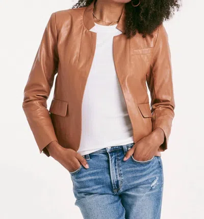 Another Love Trinity Faux Leather Jacket In Saddle In Multi