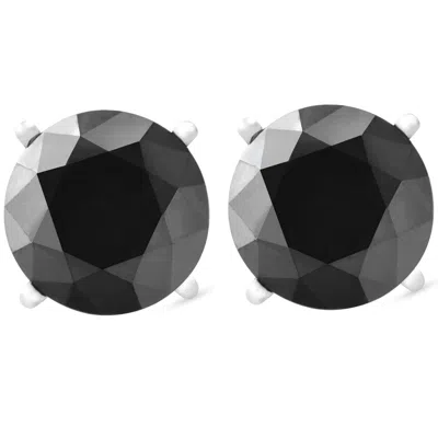 Pompeii3 14k White Gold 1ct Round Cut Black Diamond Studs In Multi