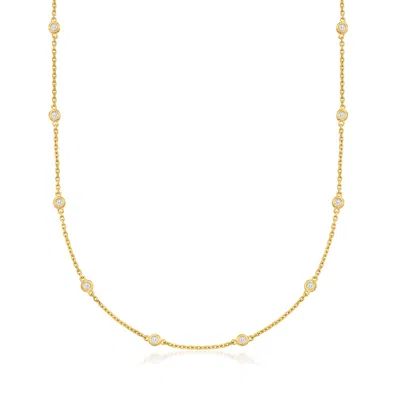 Ross-simons 0.50- Bezel-set Diamond Station Necklace In Sterling Silver In Multi