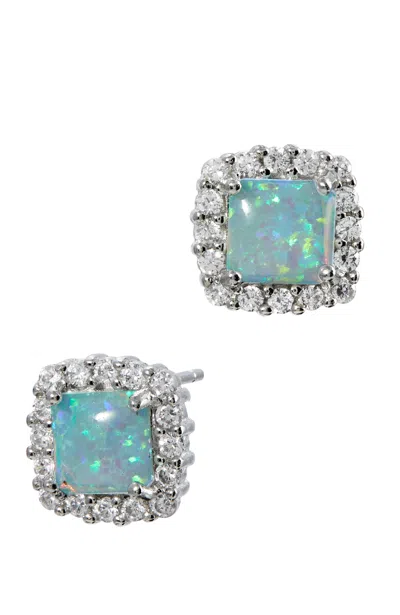 Savvy Cie Jewels Sterling Silver Lab Opal Halo In White