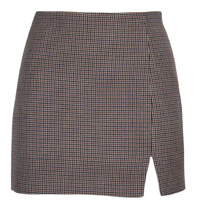 Lucy Paris Dani Houndstooth Skirt In Brown Multi In Multi