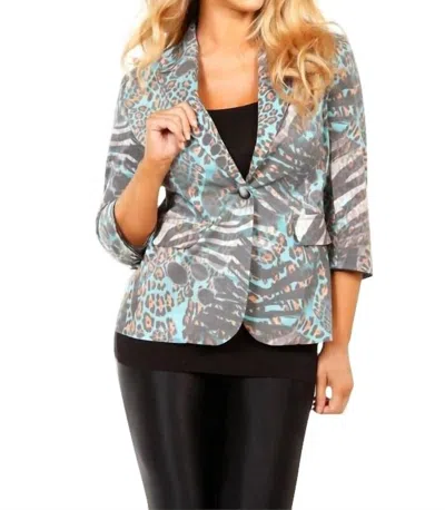 Angel Wild One Button Blazer In Aquawhite In Multi