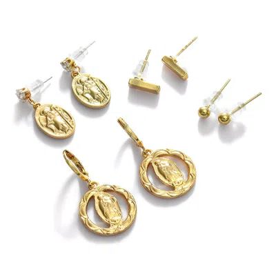 Sohi Pack Of 4 Gold Plated Hoop Earring In Gold
