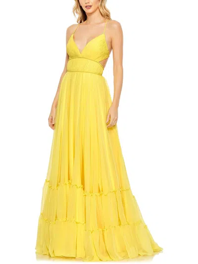 Mac Duggal Empire Waist Tiered Chiffon Gown In Multi