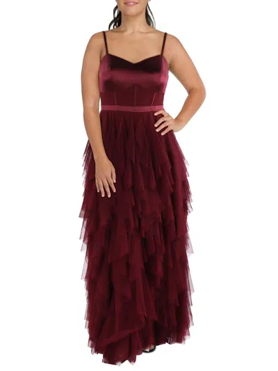 City Studio Plus Womens Tiered Polyester Evening Dress In Multi