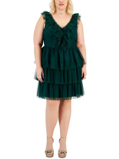 City Studio Plus Womens Tulle Midi Cocktail And Party Dress In Multi