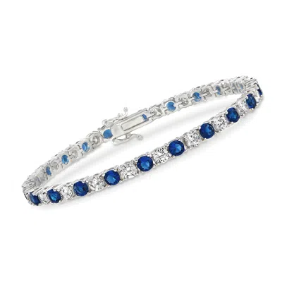 Ross-simons Simulated Ruby And Cz Tennis Bracelet In Sterling Silver In Multi