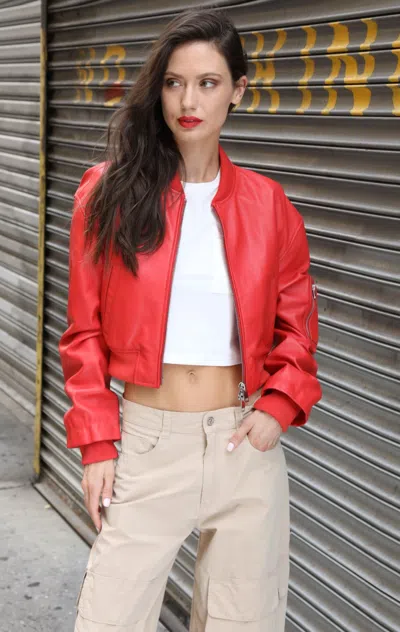 WALTER BAKER ANDREA JACKET, SCARLET - LEATHER 