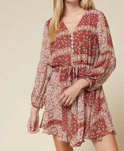 Entro Paisley Print Dress In Marsala Wine In Multi