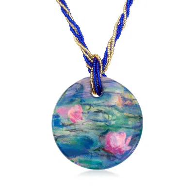 Ross-simons Italian "water Lilies" Murano Glass Multi-strand Pendant Necklace With 18kt Gold Over Sterling In Multi