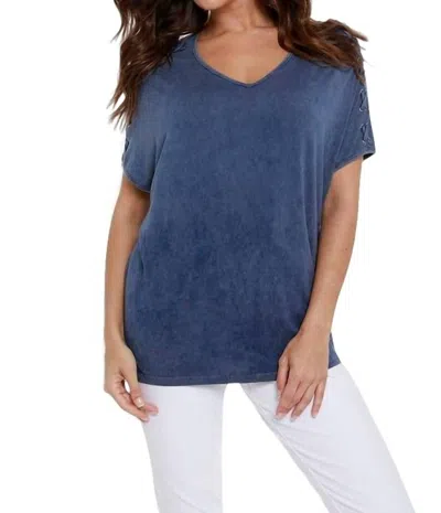 Angel Braided Short Sleeve Tunic In Denim In Multi
