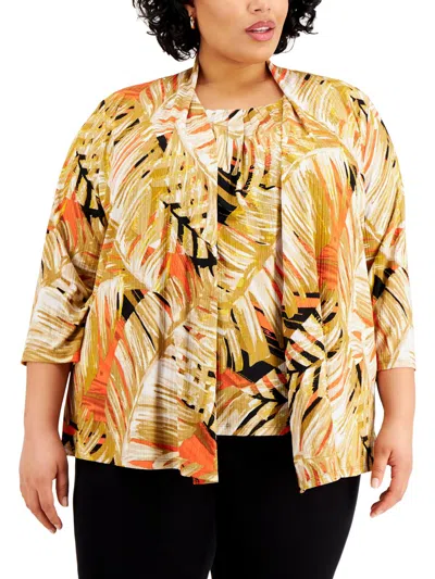 KASPER PLUS WOMENS OFFICE OPEN FRONT CARDIGAN SWEATER 